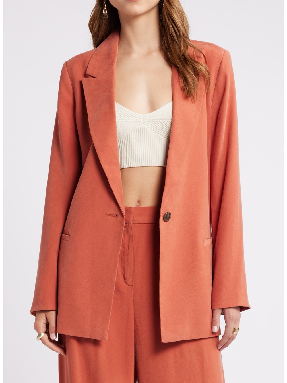 NWOT Open Edit Terracotta Relaxed Fit Blazer Extra Small Washable Workwear